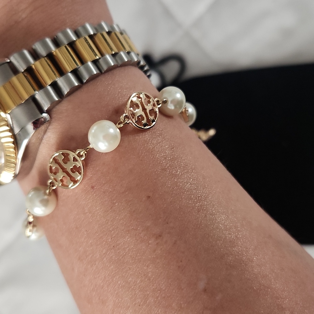 Tory Burch Gold and Pearl Bracelet - Picture 3 of 5